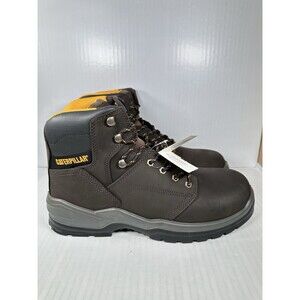 Size 13 Wide Caterpillar Cat Striver Soft Toe Slip Resistant Brown Leather Boots